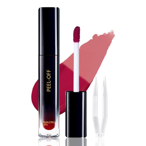 PASNOWFU Peel Off Lip Stain, Matte Liquid Lipstick, Lip Stain Peel Off, Lip Tint Long Lasting Waterproof Tattoo Magic Color Lip Liner, Non Stick Color Peel Off Mask Lip Gloss Makeup - 04