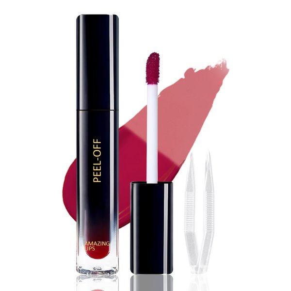 PASNOWFU Peel Off Lip Stain, Matte Liquid Lipstick, Lip Stain Peel Off, Lip Tint Long Lasting Waterproof Tattoo Magic Color Lip Liner, Non Stick Color Peel Off Mask Lip Gloss Makeup - 04