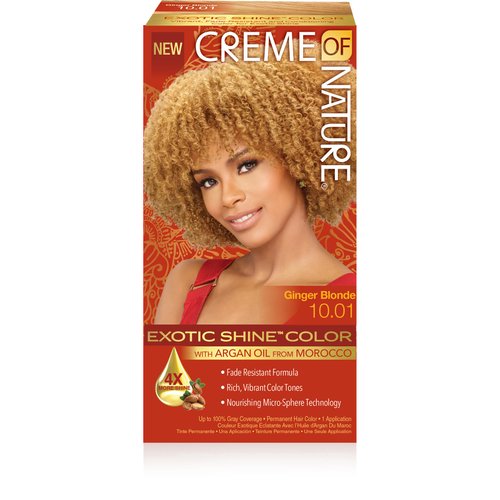Exotic Shine Hair Color by Creme of Nature, 10.01 Ginger Blonde, with Argan Oil from Morocco, 1 Application