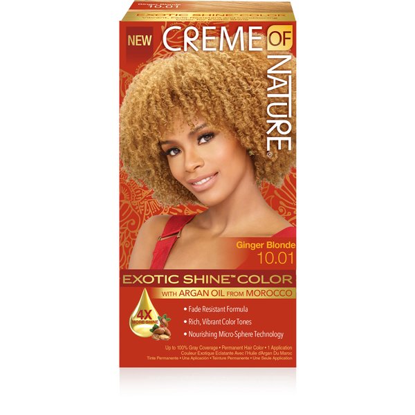 Exotic Shine Hair Color by Creme of Nature, 10.01 Ginger Blonde, with Argan Oil from Morocco, 1 Application