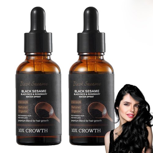Black Sesame Hair Growth Serum and Oil, Seeds Extract Essence, Promote Hair Growth (2PCS)