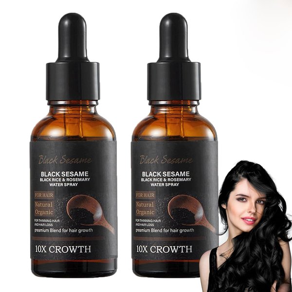 Black Sesame Hair Growth Serum and Oil, Seeds Extract Essence, Promote Hair Growth (2PCS)