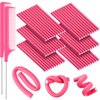 60 Pieces Flexi Rods Flexible Curling Rods Hair Curlers Rollers Twist Flexi Rods Hair Curlers Set No Heat Hair Rods Rollers Flexible Rods for Long Short Hair Women Girls (Pink, 0.3 x 7 Inch)