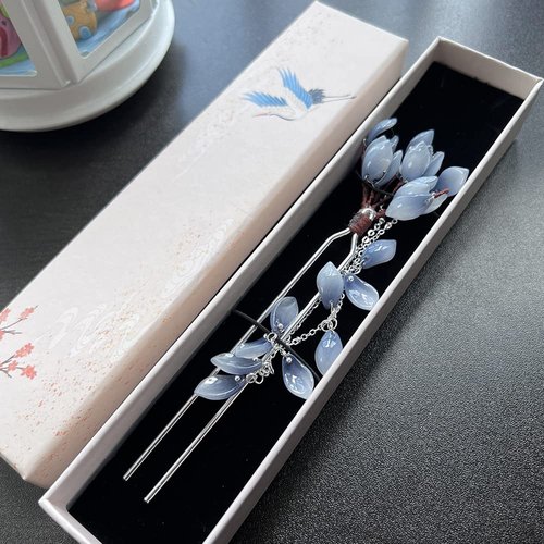 Flower Petal with Pearl Tassels Hairpin Chinese Hanfu and Style Hair Retro Flower with Metal Handmade Hair Clip Hair Accessories for Women Girls Long Hair(Flower petals)