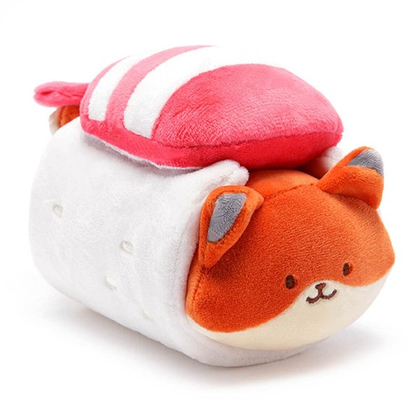Anirollz Stuffed Animal Plush Toy - Official Roll Blanket Doll |Soft, Squishy, Warm, Cute, Comfort, Safe| Shrimp Sushi Pillow with Fox - Birthday Decorations Gift 6" Foxiroll