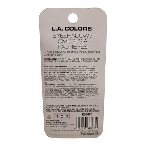 L.A. COLORS 3 Color Eyeshadow Palette, Lotus, 0.19 Ounce Gold Blue Green Cruelty Free