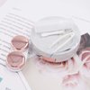 Honbay Fashion Marble Contact Lens Case Portable Contact Lens Box Kit with Mirror (Round) (Rose Gold)