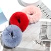 2 Pcs Women Furry Elastic Faux Rabbit Hair Scrunchies Fluffy Ponytail Holder Pompom Ball Hair Bands Ties For Girl Hair Accessories (Shell Pink)