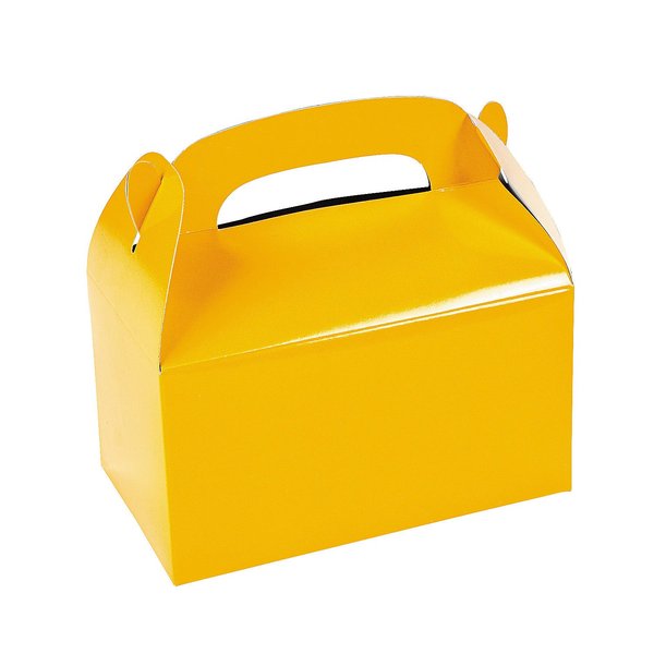 Fun Express Yellow Treat Favor Boxes with Handles - Set of 12 - Birthday, Event and Party Supplies