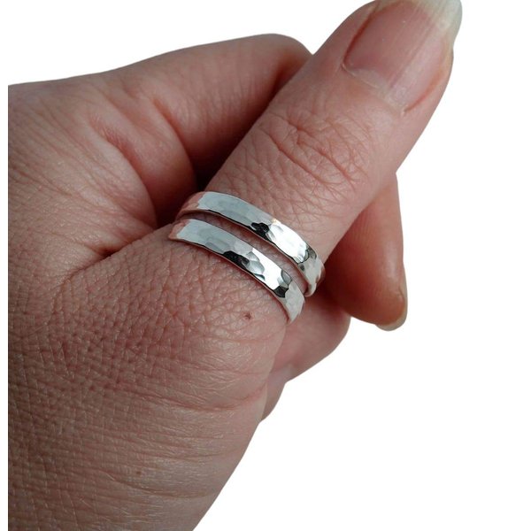 Adjustable Hammered Silver Thumb Ring
