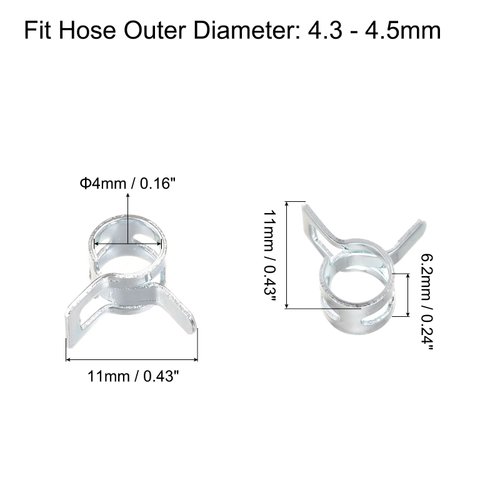 uxcell 20pcs 4mm Spring Band Type Action Fuel/Silicone Vacuum Hose Pipe Clamp Low Pressure Air Clip Clamp, Zinc Plated