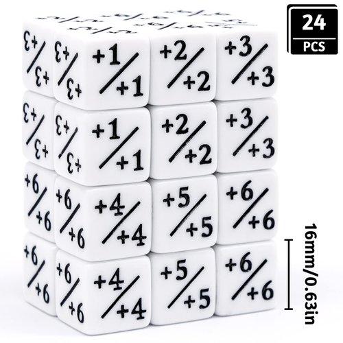 24 Pieces Dice Counters Token Dice, D6 Dice Cube Loyalty Dice Compatible with MTG CCG, Card Game Accessories