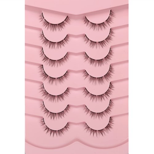 Pooplunch False Eyelashes Extension-Look Wispy Short DIY Cluster Lashes Natural Light Volume Faux Mink Lash Fake Eyelashes Strips 7 Pairs Combo Pack