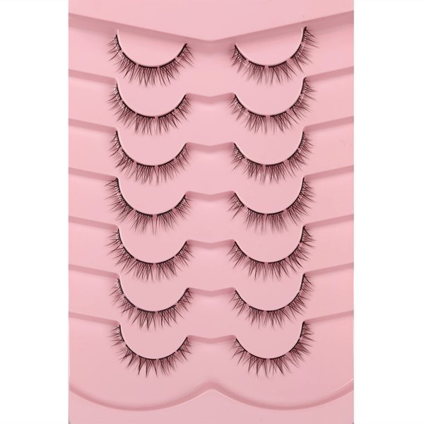 Pooplunch False Eyelashes Extension-Look Wispy Short DIY Cluster Lashes Natural Light Volume Faux Mink Lash Fake Eyelashes Strips 7 Pairs Combo Pack