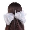 Leadigol 4PCS Sequin Mesh Big Bow Spring Clip Sweet Hairpin Lolita Big Bow Hair Clips,Elegant Ponytail Holder Sequin For Women Hair Barrettes Mesh Headdress For Girl Hair Accessories