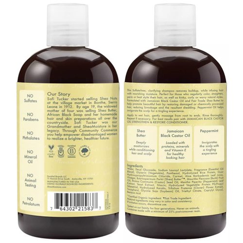 SheaMoisture Jamaican Black Castor Oil Strengthen & Restore Shampoo, Shea Butter, Peppermint & Apple Cider Vinegar, Sulfate Free, Chemically Processed Hair, 13 Fl Oz Ea (Pack of 4)