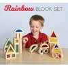 Agirlgle Wood Building Blocks Set for Kids 24 Pcs Rainbow Stacker Stacking Game Construction Toys Set Preschool Colorful Learning Educational Toys - Geometry Wooden Blocks for Boys & Girls
