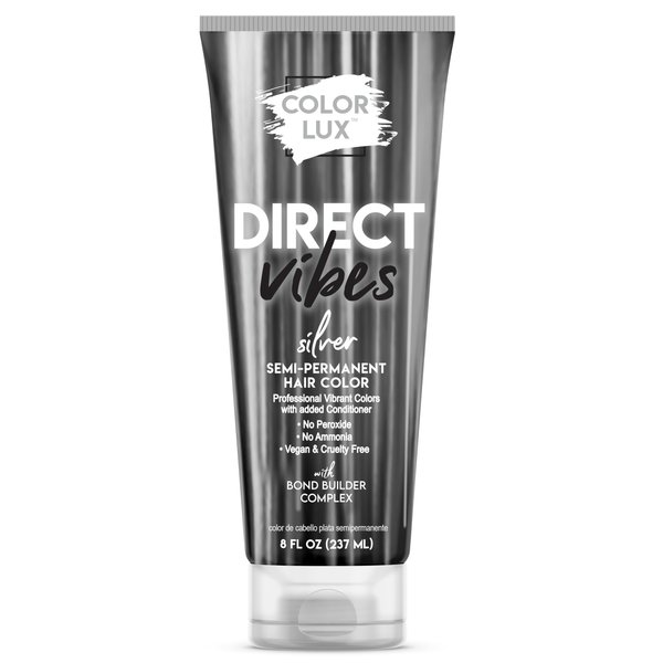 Color Lux Direct Vibes Semi-Permanent Hair Color, Silver, Vibrant & Long-Lasting Shade, Ammonia-Free, Vegan, Sulfate-Free, Paraben-Free, 8 fl oz