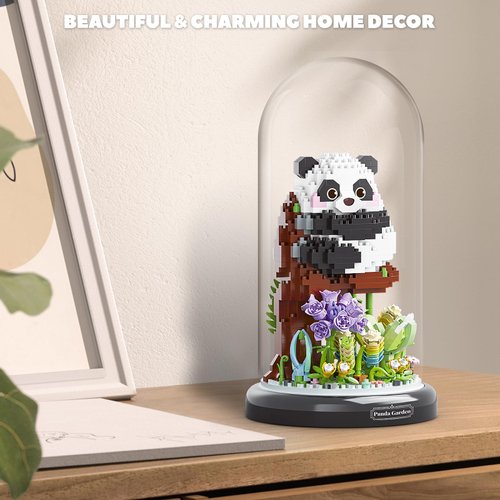 YEECHAO Panda Flower Bouquet Building Set for Adults, Animals Flowers Plants Decor with Dust Cover, Birthday Gift Building Toy for Boys Girls, 1083 PCS Mini Building Blocks, Not Compatible with Lego