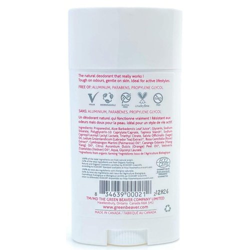 Green Beaver The Company 24 Hour Protection & Aluminum Free Wild Rose Natural Deodorant Stick, 1.76 Oz
