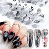Black Skull Design Nail Foils Halloween Nail Transfer Foil Gothic Skull Nail Art Stickers Decals with Horror Pirate Skeleton Vampire Bone Butterfly Slider Wrap Design Nail Art Decoration Supplies