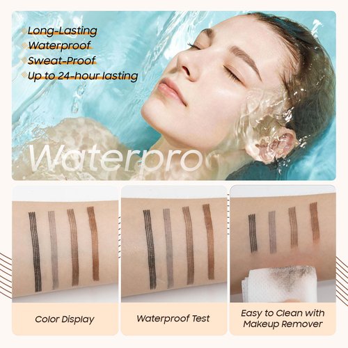 2024 New Magic 4-Tip Eyebrow Pencil - Upgraded 3D Long-Lasting Waterproof Microblading Eye brow Pencil Contouring Pen, Creating Natural Looking Brows Effortlessly (Dark Brown,02#)