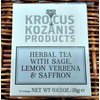 Krocus Kozanis Herbal Tea with Sage, Lemon Verbena, Saffron ,10 Teabags -63oz/18g