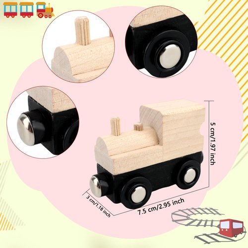 Hoarost 16 Pcs Wooden Train Cars DIY Unfinished Magnetic Train Cars Toys for Train Theme Party Decorations Birthday Supplies DIY Crafts Projects