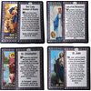 Catholic SET of 10 Holy Prayer Cards - New Plastic material! St Benedict St Jude St Michael St Christopher Holy Family L of Guadalupe L of Miraculous L of Grace L undoer of Knots Divine Mercy