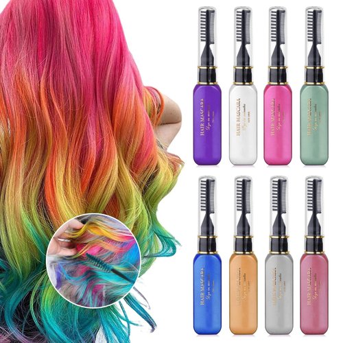 Hair Chalk for Kids Temporary Hair Chalk for Girls 8pcs Temporary Hair Color Temporary Hair Dye Washable Kids Hair Chalk for Birthday Cosplay DIY, Easter, New Year Hair Mascara Washable Gift for Kids