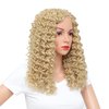 SWACC 20-Inch Long Big Bouffant Curly Wigs for Women Synthetic Heat Resistant Fiber Hair Pieces with Wig Cap (Dark Blonde Blended)