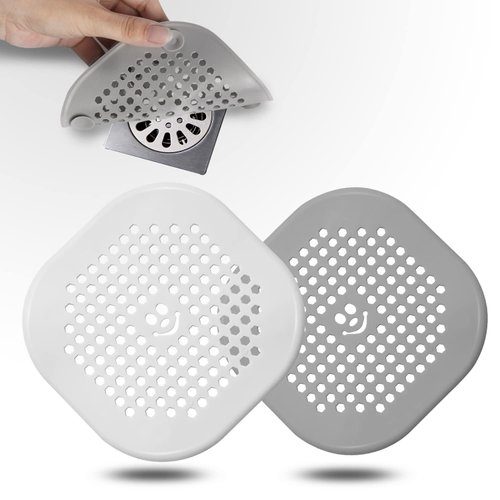 2 Pack Drain Hair Catcher Durable Silicone Bathroom Accessories Shower Drain Protector Sink Drain Strainer Hair Stopper for Shower Kitchen Bathroom Tub Grey