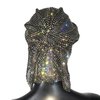 Munyee Hua Rave Rhinestone Head Scarf Sparkly Hijab Cap for Women Bling Diamond Headpiece Headband Elastic Party Dress Turban Hat Crystal Mesh Cap Vintage Hair Snood Nets (Black)