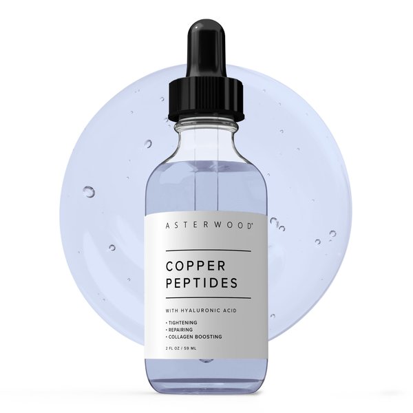 Asterwood Copper Peptides Serum for Face - Tightening, Repairing, Collagen Boosting - with GHK-Cu and Hyaluronic Acid - 2 Fl Oz