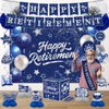 Happy Retirement Party Decorations for Men Women, Retirement Party Favors Well Wish and Advice Cards Banner Backdrop Honeycomb Centerpiece, Retirement Going Away Party Supplies(Navy Blue Silver)
