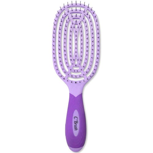 NuWay 4Hair® Patented Curved and Vented Hair Dryer Safe Detangling C Brush® (Violet)