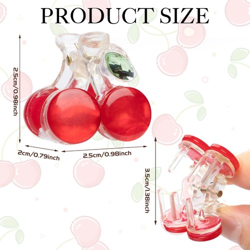 LARATH 6 Pieces Small Acrylic Hair Claw Clips Cherry-shaped Hair Jaw Clamp Non-slip Plastic Barrettes Headwear for Girls Women Gifts Hair Accessories, 3 Colors