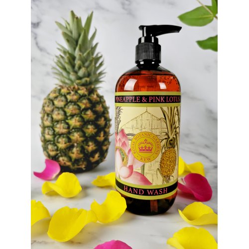 The English Soap Company Kew Gardens Luxury Hand and Body Wash, Refreshing Botanical Wash with a Rich Lather, Enriched with Soothing Aloe Vera and Vitamin E, Pineapple and Pink Lotus Scent 500ml