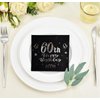 Black and Silver 60th Birthday Party Napkins,Happy 60th Birthday Disposable Napkins,60th Birthday Decorations for Men Women Party Supplies Cocktail Napkins