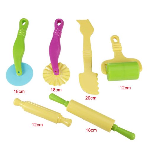 6 Pcs Clay Dough Tools Kit, Hanhan Clay Modelling Tool Kit Dough Rollers Molds Cutters Plastic Play Dough Tools Set for Children Ages 3 and up (Random Colors) (6pcs)