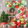 Green Red Christmas Balloon Garland Kit, Christmas Balloon Garland Arch Kit with Green Red Balloon Balloon Candy Cane Foil balloon for Christmas Party Decorations New Year Party Supplies