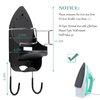 Ironing Board Hanger Wall Mount Electric Iron Holder Iron and Ironing Board Storage Organizer Shelf with Removable Hooks for Household Bathroom Laundry Room (Black)