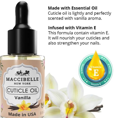 Maccibelle Cuticle Oil 0.5 oz - Heals Dry Cracked Cuticles (Sweet Vanilla, 0.5 Fl Oz)