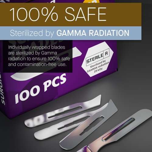 10r Blades Dermaplaning 0.7mm Extra Wide Pack of 100 Surgical Blades 10r, Size 10r Scalpel Blades, High Carbon Steel Dermablade Dermaplane Blades 10r Individually Wrapped Disposable 10r Blade Sterile