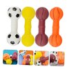 POPETPOP 4Pcs Dog Molar Chew Toys, Dog Squeaky Barbell Toys, Vinyl Dumbbell Dog Toy for Teething Playthings, Pet Squeaky Toys for Puppy