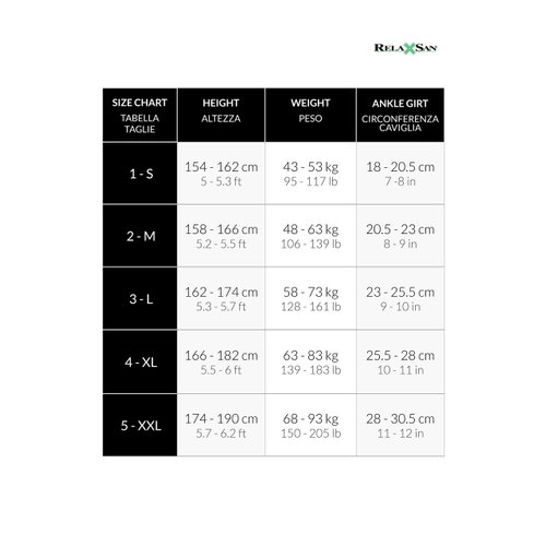 Relaxsan Basic 850 (1 Pair - Black 5/XXL) - moderate support knee high socks 15-20 mmHg, 100% Made in Italy