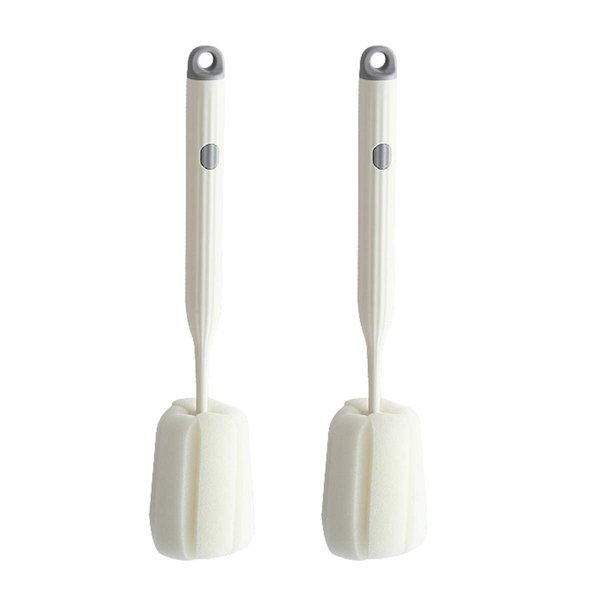Bottle Soft Brush -2Pcs Sponge Bottle Brush Soft and Easy to Clean, Baby Bottle Sponge Brush Can Effectively Remove The Stain Residue On The Bottom of The Cup (White)