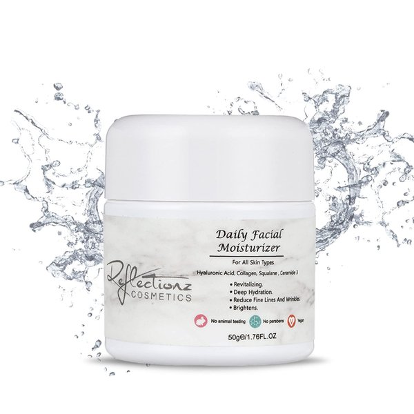Anti Aging Face Moisturizer For Women & Men By Reflectionzz Cosmetics With Hyaluronic acid & Hydrolysed Collagen Oil Free Non Comedogenic Face Cream For Women & Men Dry Skin Face Moisturizer 1.7oz