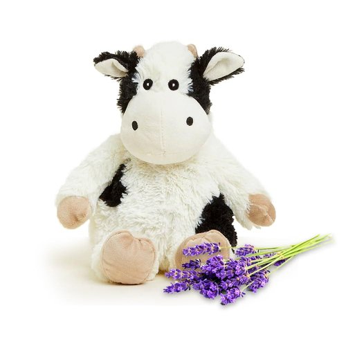 warmies Microwavable & Weighted Stuffed Animals, Black & White Cow - Heated Stuffed Animal Plushie for Warmth & Comfort - Cute Soft Plush Toys for Boys, Girls, Babies & Toddlers
