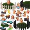 Simgoing 36 Pcs Mini Capybara Figures Playset Include 19 Simulation Capybara Model 15 Miniature Garden Accessories 1 French Fries Ornament 1 Egg Tart Ornament for Birthday Christmas Decorations Gifts